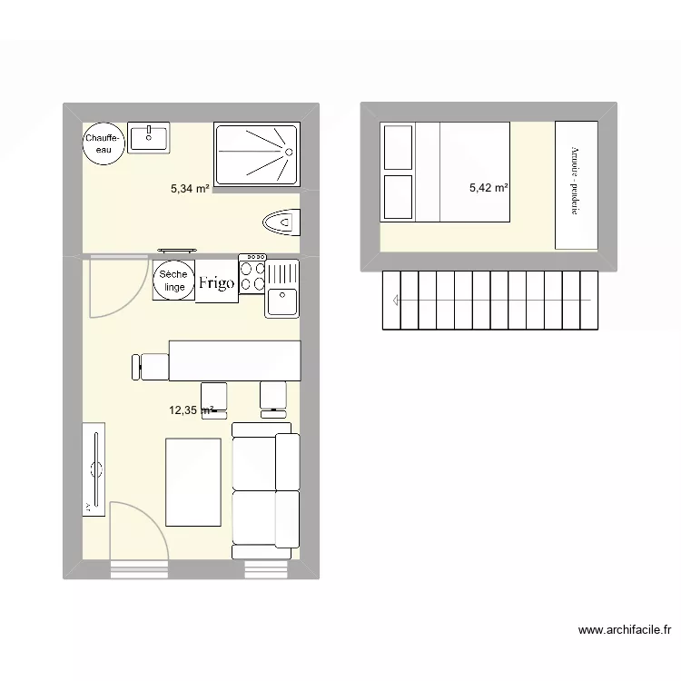 Piolenc. Plan de 3 pièces et 23 m²