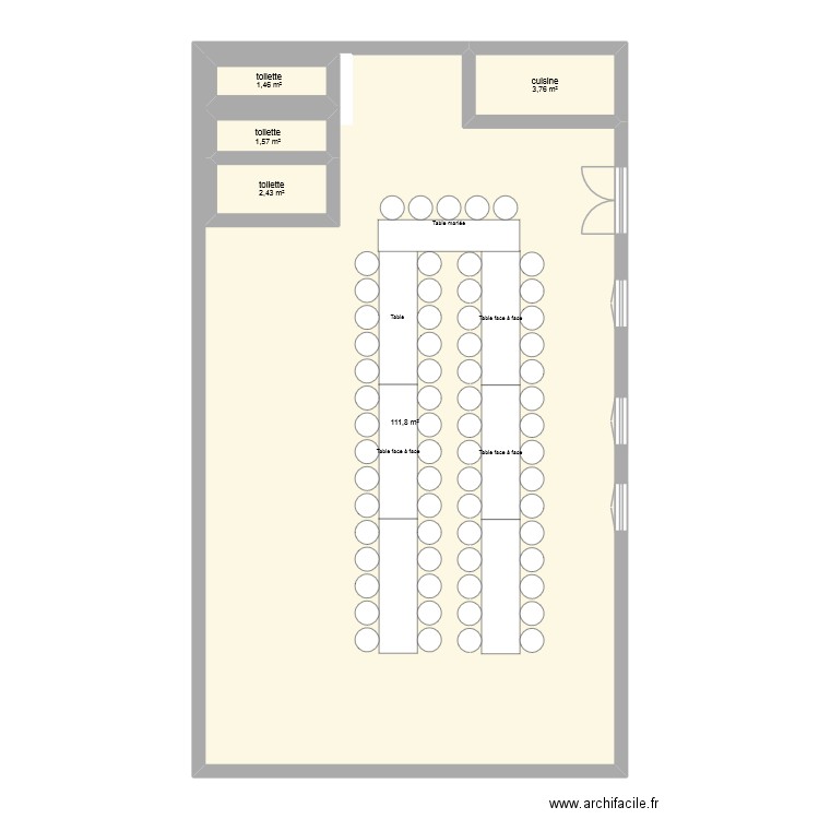 mariage. Plan de 5 pièces et 131 m2