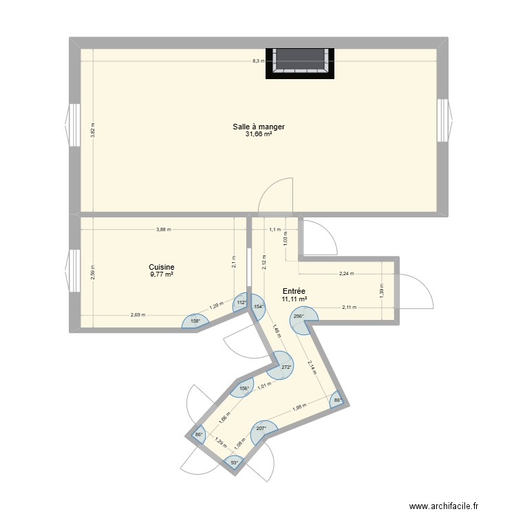 BECHET. Plan de 3 pièces et 53 m2