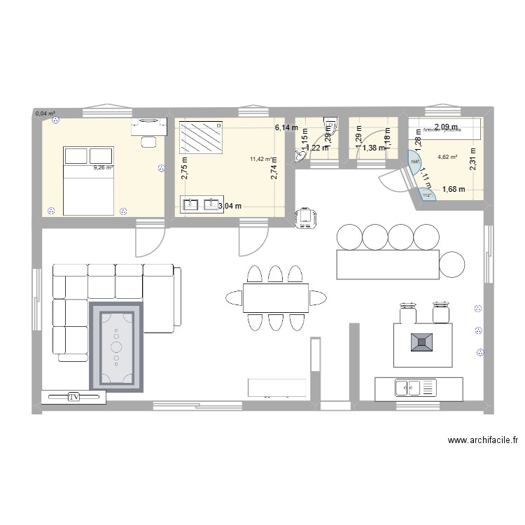 maison. Plan de 4 pièces et 25 m2