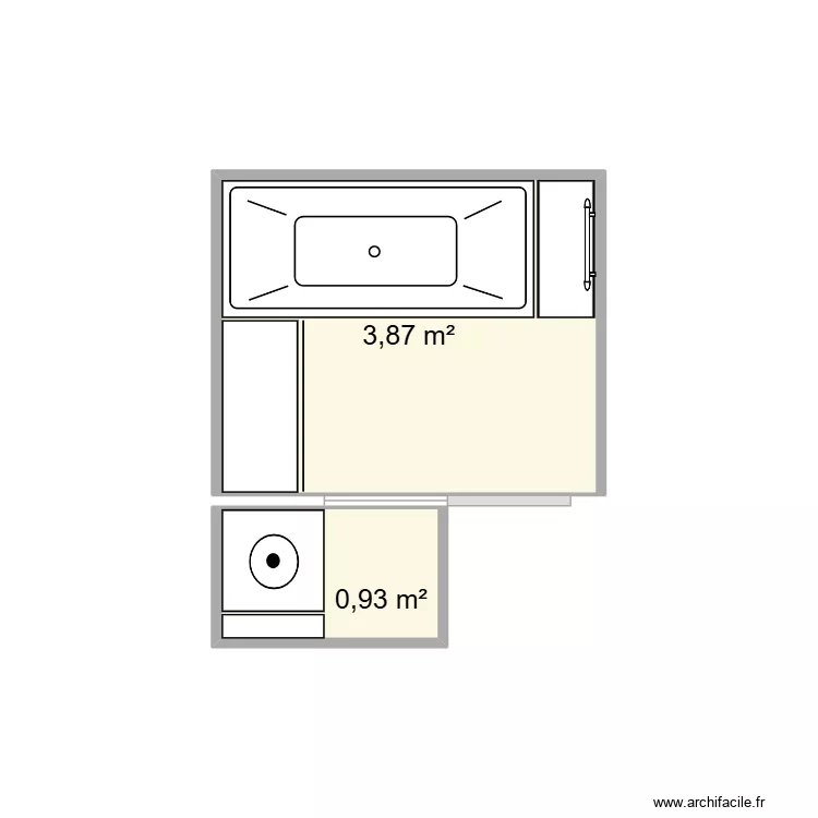 salle de bain + buanderie. Plan de 2 pièces et 5 m²