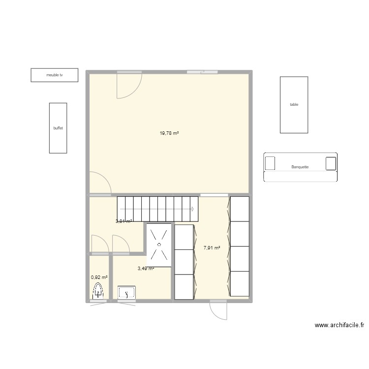 triolo. Plan de 5 pièces et 36 m2