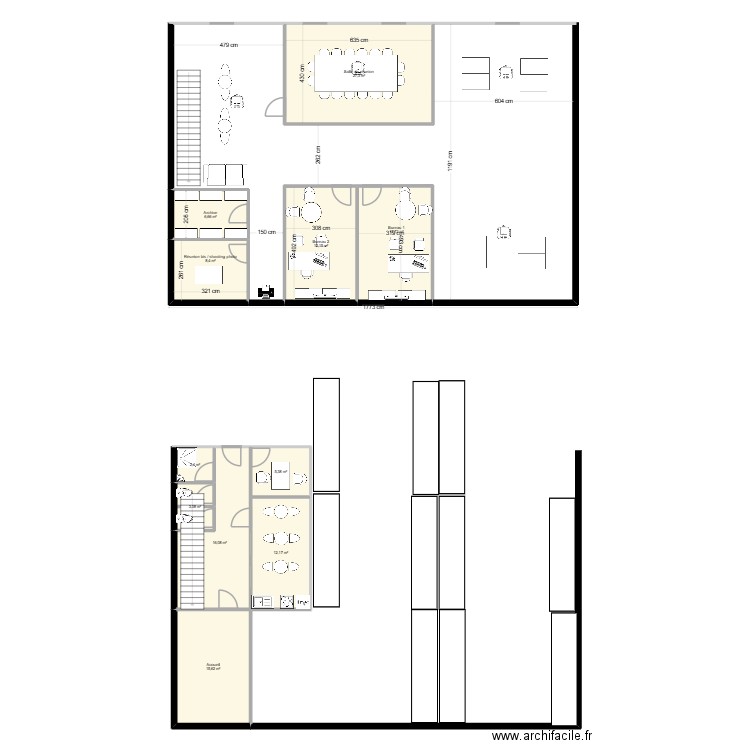 locaux salleboeuf. Plan de 11 pièces et 128 m2