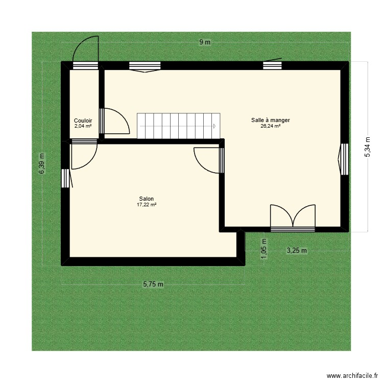 plan TMI. Plan de 3 pièces et 46 m2