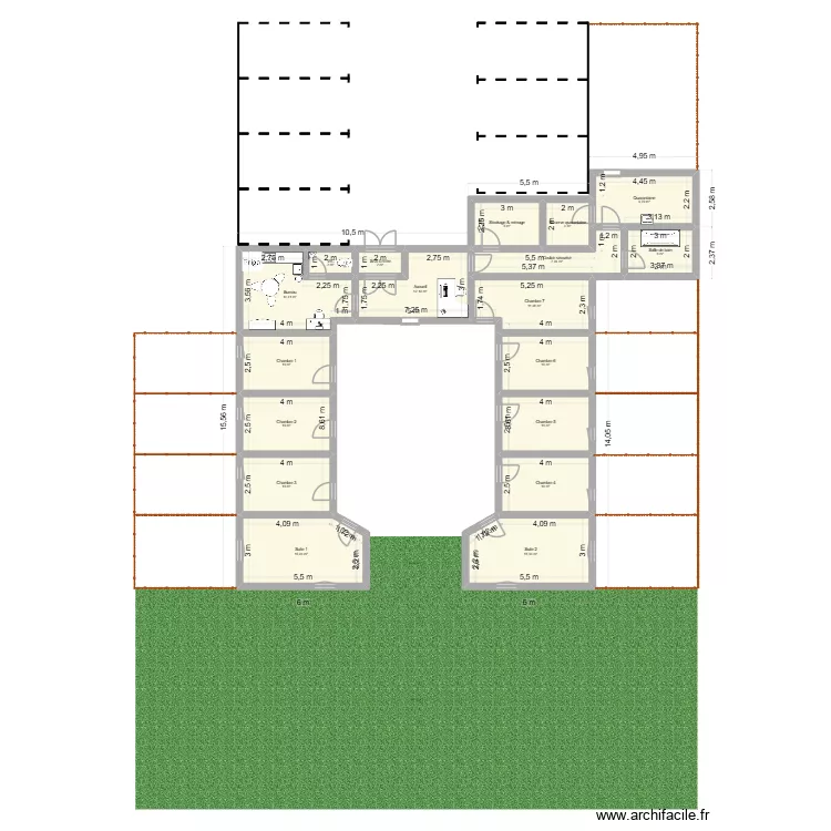 Projet E v2. Plan de 18  et 168 m²