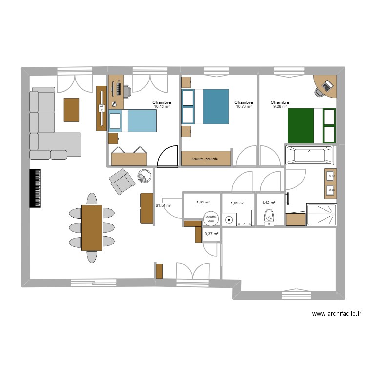 maison sebastien edl. Plan de 8 pièces et 97 m2