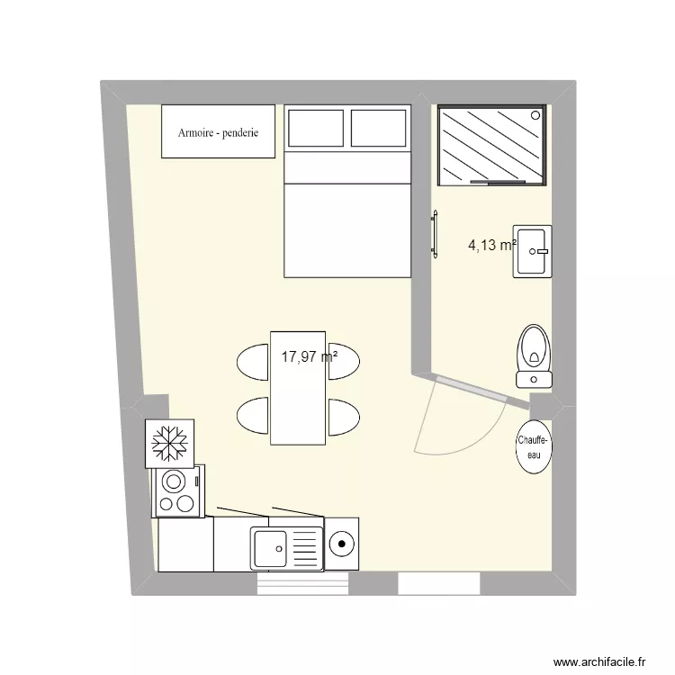 T1 bis lareveli&eacute;re. Plan de 