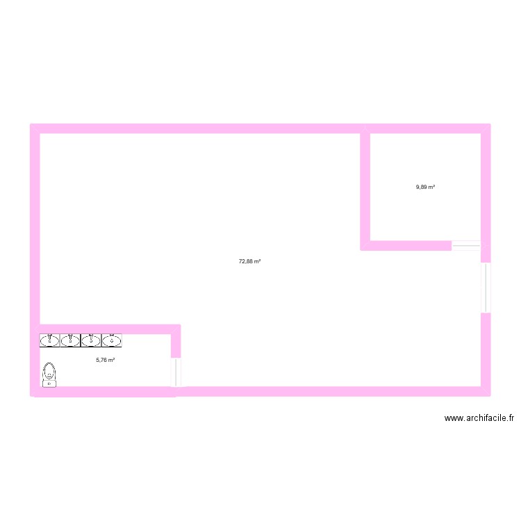 salon de beauté. Plan de 3 pièces et 89 m2