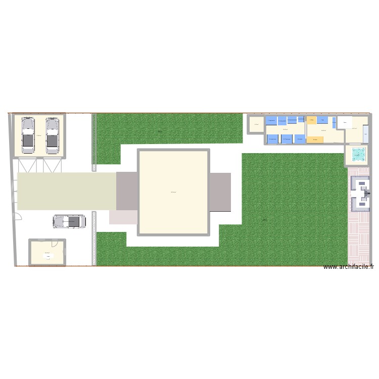 projet salle de sport. Plan de 7 pièces et 212 m2