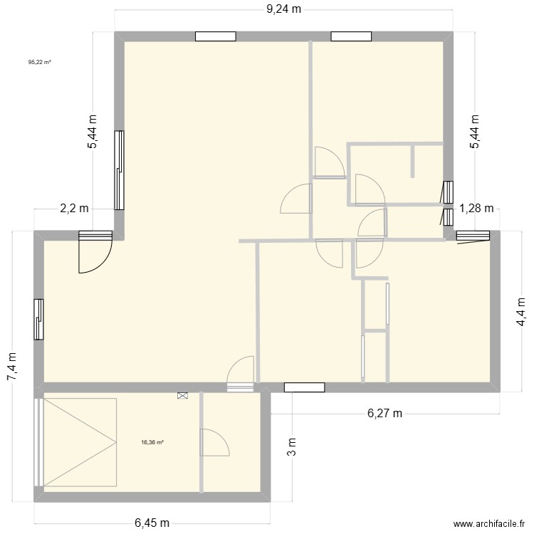 ROXO. Plan de 2 pièces et 112 m2