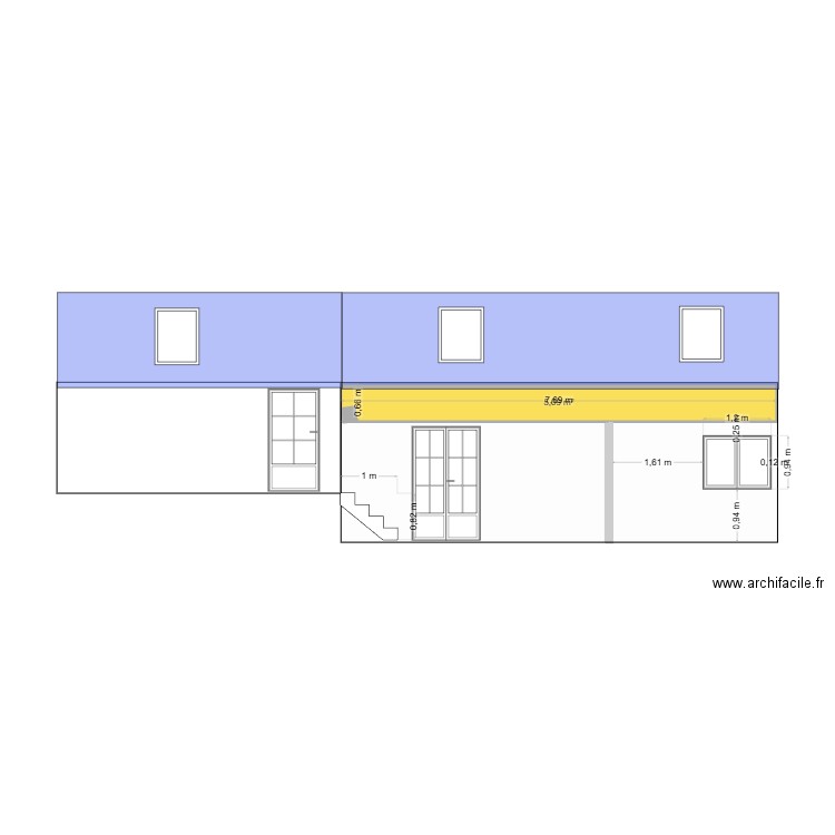 FACADE 3. Plan de 1 pièce et 5 m2