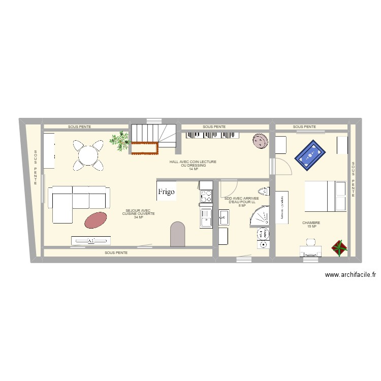 COMBATTANTS 62D. Plan de 9 pièces et 82 m2
