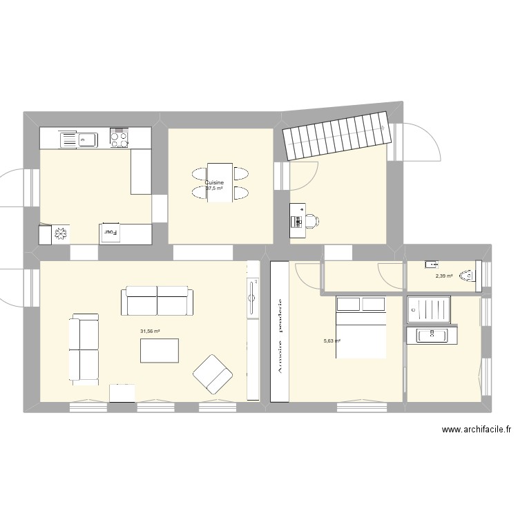 Gasp & Carole. Plan de 4 pièces et 88 m2