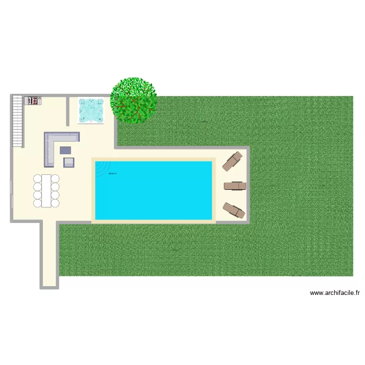 piscine. Plan de 1 pièce et 168 m²