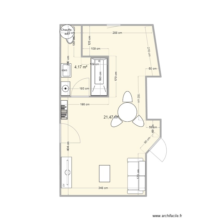 Appart plan. Plan de 2 pièces et 26 m2