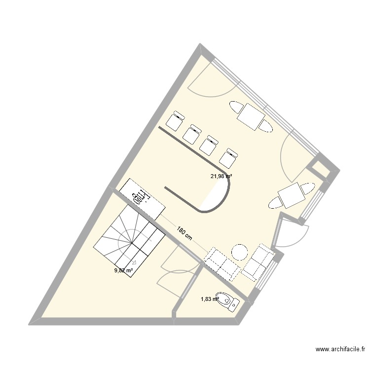 pacerelle 48. Plan de 3 pièces et 34 m2