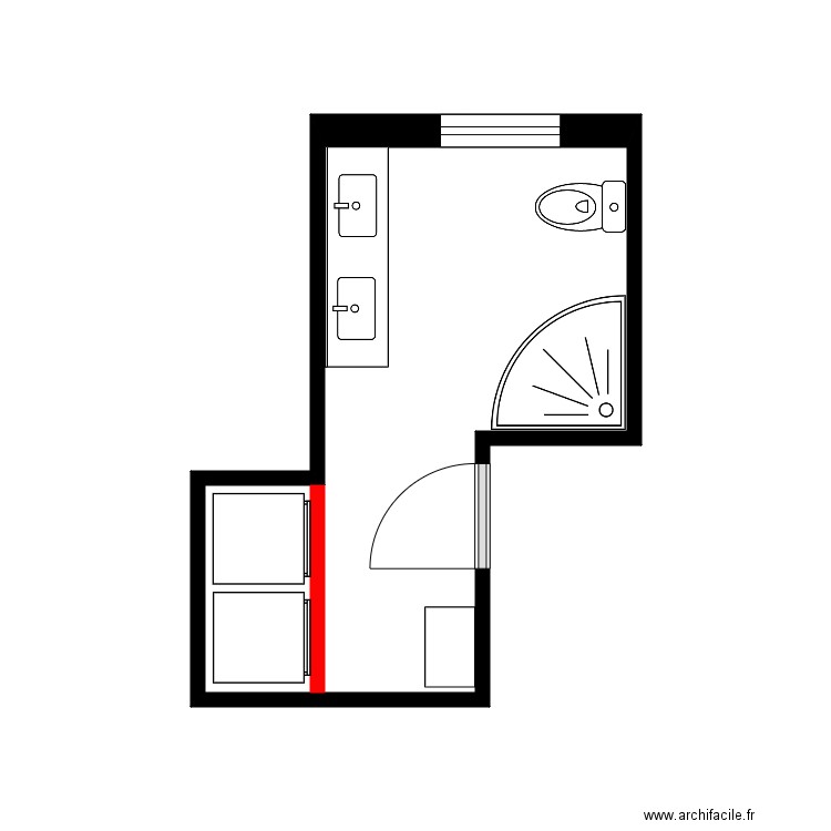 deslauriers sdb. Plan de 1 pièce et 9 m2