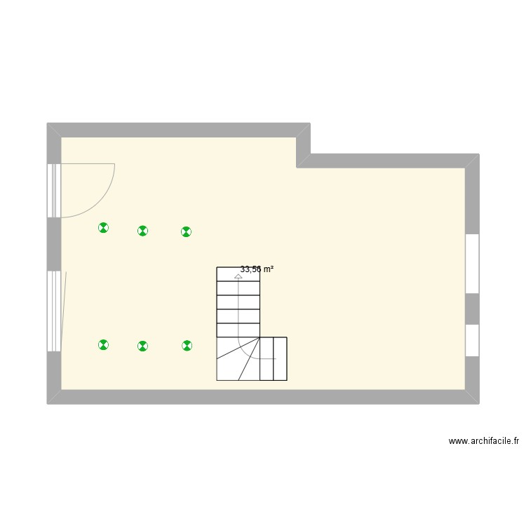 living. Plan de 1 pièce et 34 m2