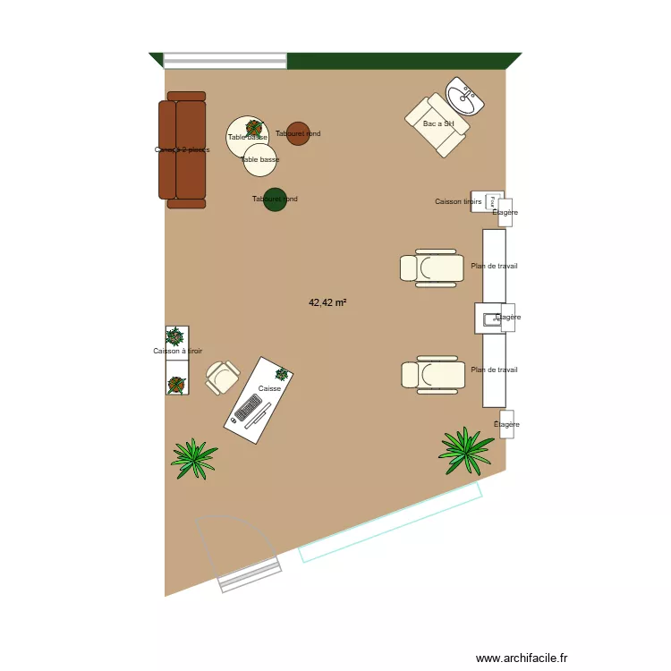 Projet Douceur et Tranchant. Plan de 1  et 42 m²