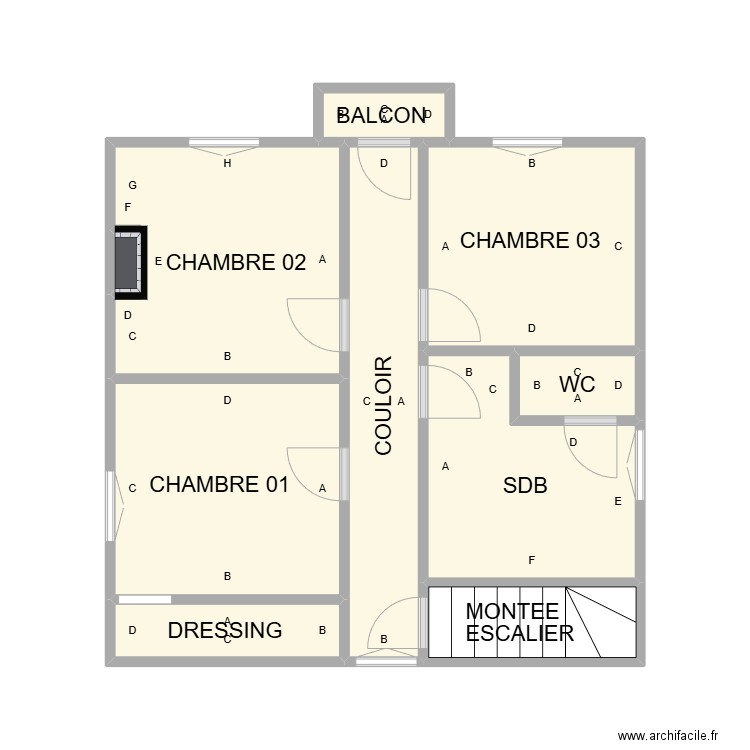 PLAN COMPS ETAGE PLB. Plan de 10 pièces et 32 m2