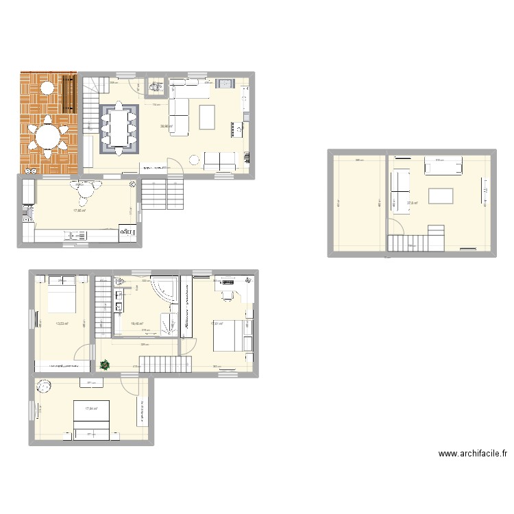 Maison 2. Plan de 8 pièces et 164 m2