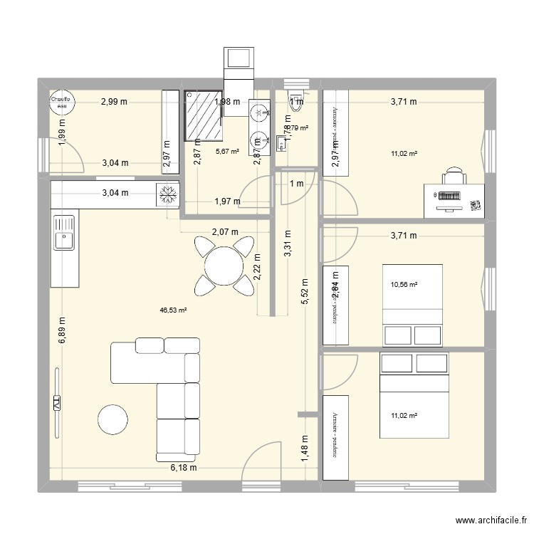 ilhannnn. Plan de 6 pièces et 87 m2