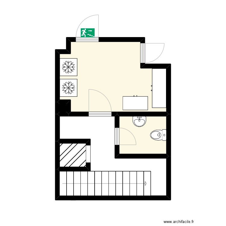 Sous sol. Plan de 4 pièces et 11 m2