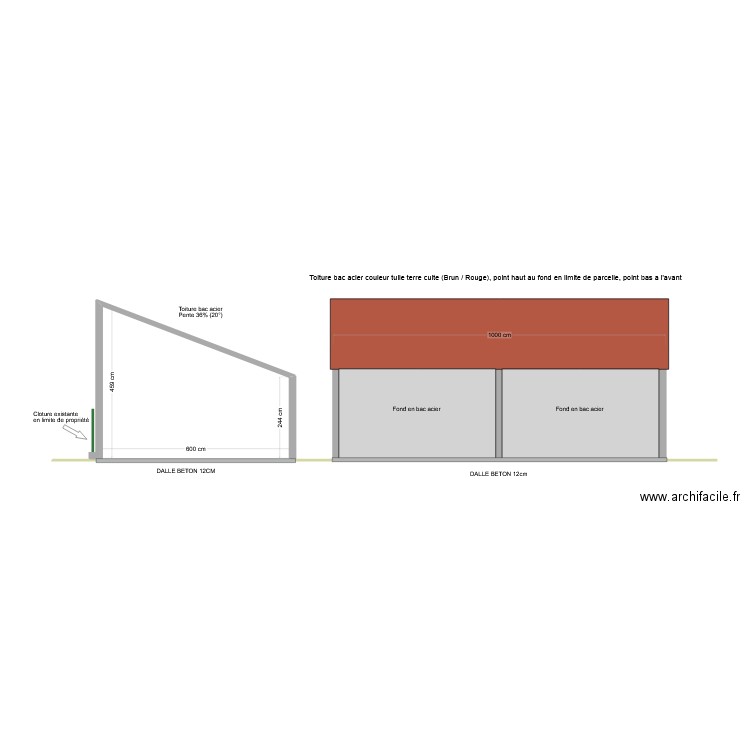 Plan de coupe carport . Plan de 0 pièce et 0 m2
