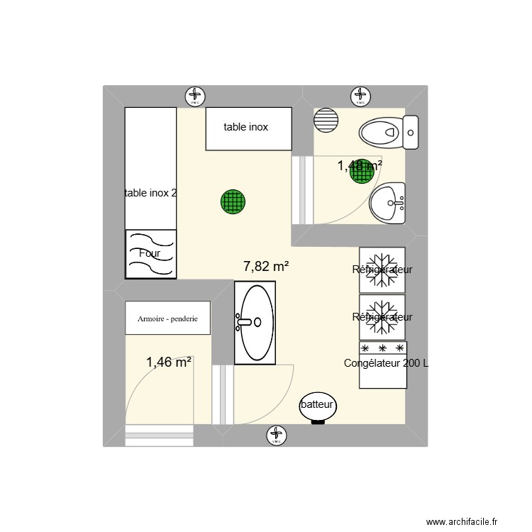 labo. Plan de 3 pièces et 11 m2