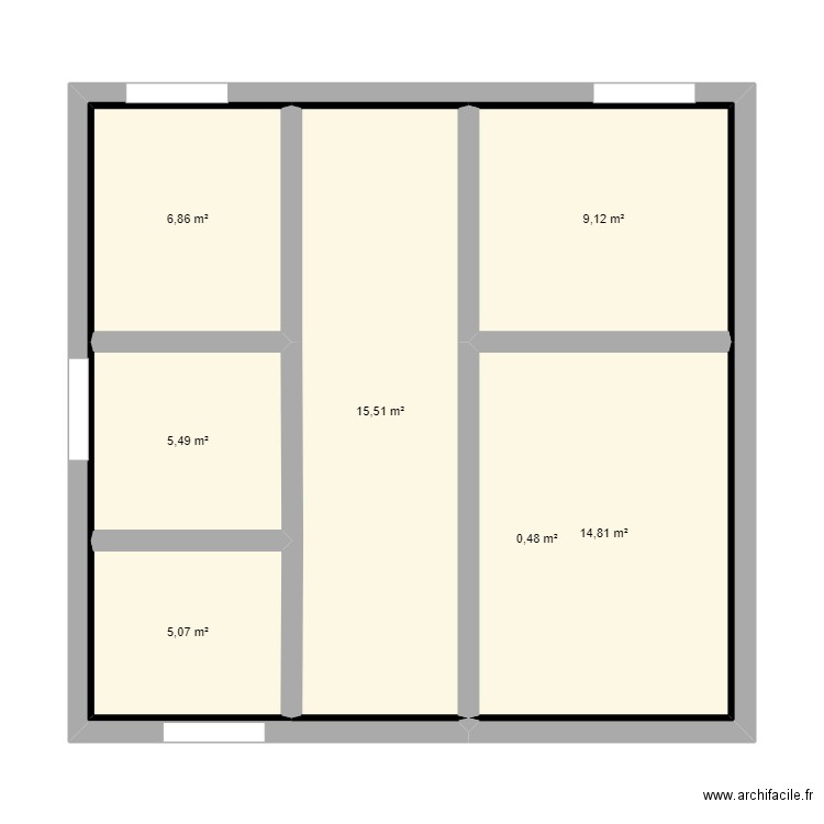 zbzb. Plan de 7 pièces et 57 m2