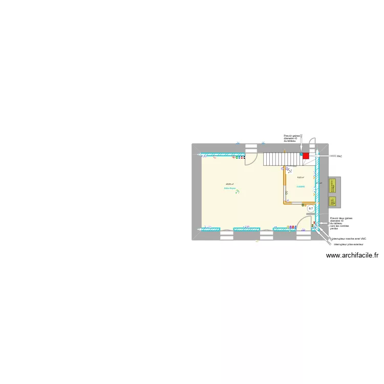 FRADIN RDC Electricit&eacute; V2. Plan de 