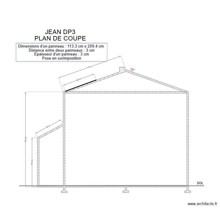 JEAN  DP3. Plan de 3 pièces et 54 m2