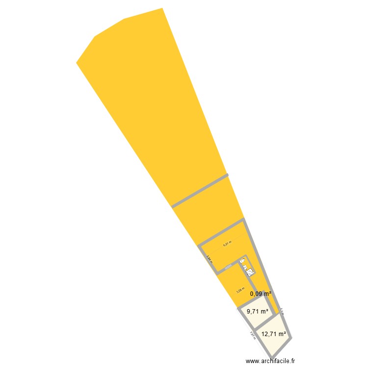 La Roulette. Plan de 3 pièces et 23 m2