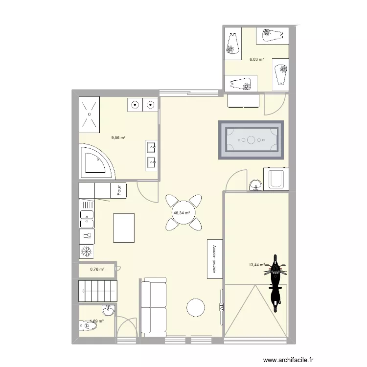 MAISON. Plan de 6  et 78 m²