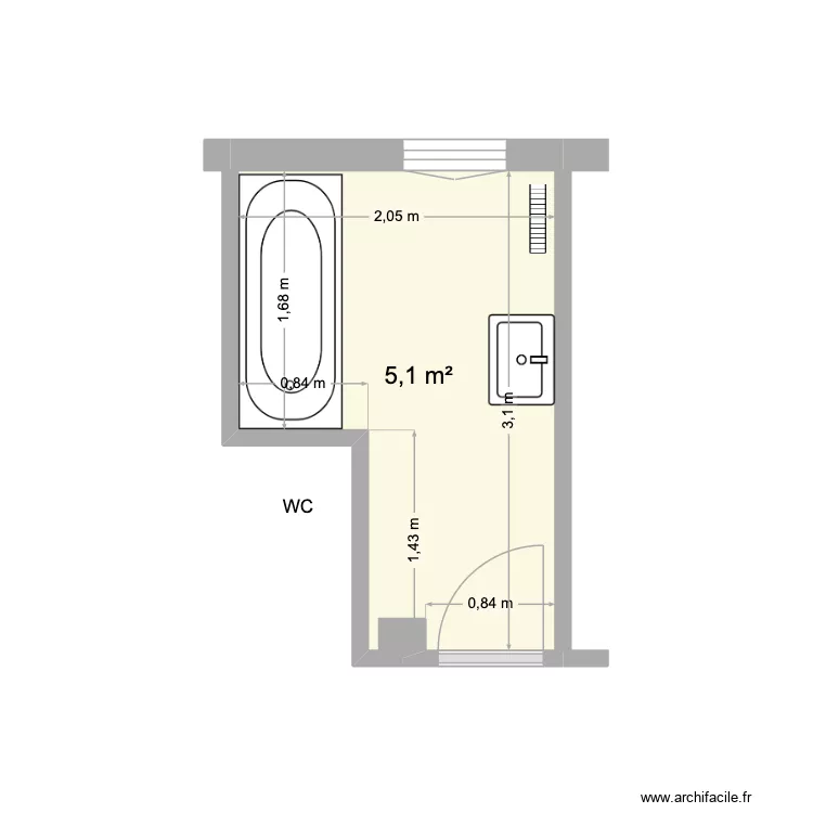 Michel avant V2. Plan de 1  et 5 m²
