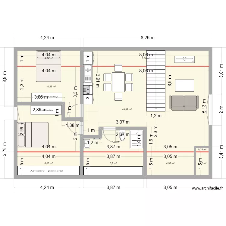 combles 09.2026. Plan de 10 Pièces et 94 m²