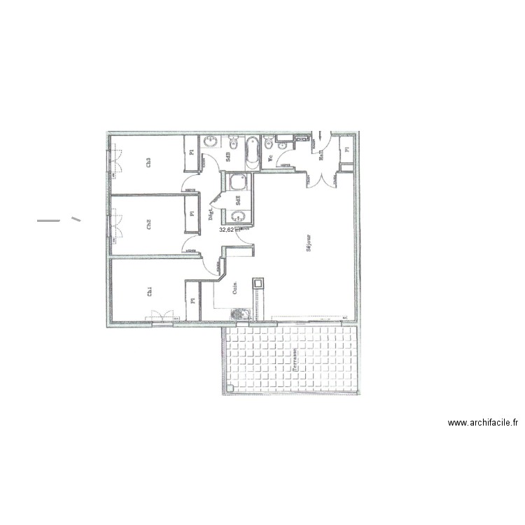 altat vista. Plan de 1 pièce et 33 m2