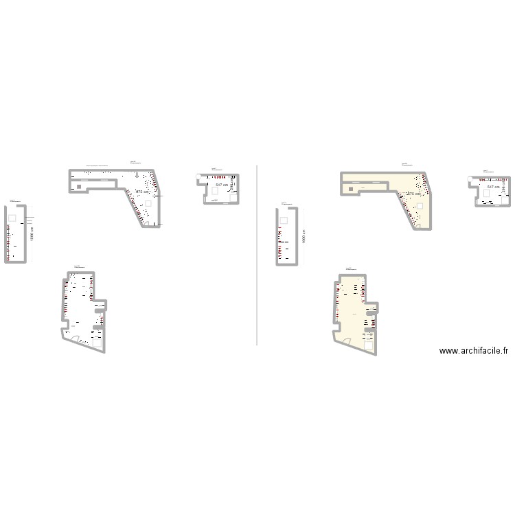 Parking France. Plan de 2 pièces et 142 m2