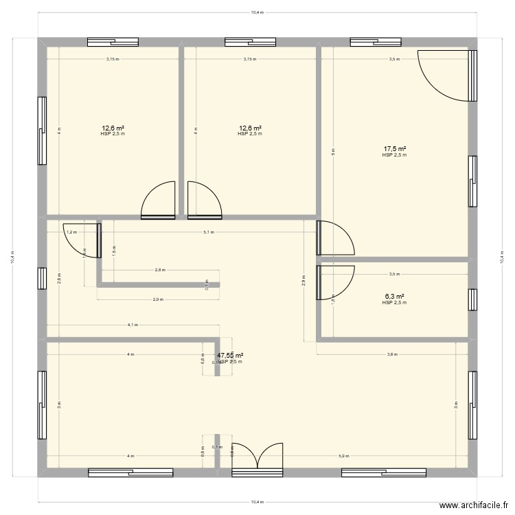 REZ DE CHAUSSEE FINALE. Plan de 5 pièces et 97 m2