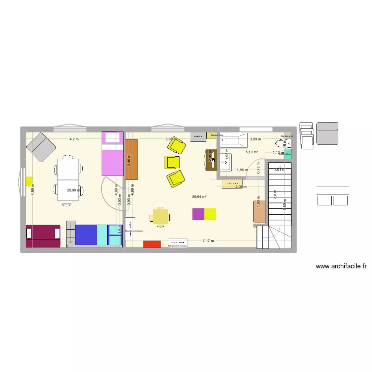 grenier + chambre. Plan de 