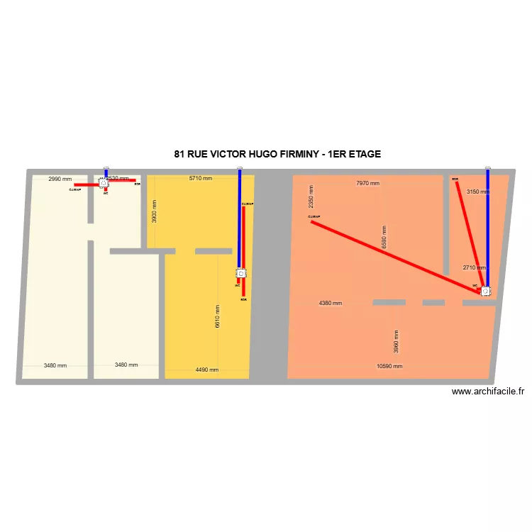 81 V.Hugo Firminy 1er etage. Plan de 4 et 254 m² 81 V.Hugo Firminy 1er etage. Plan de 4 et 254 m²