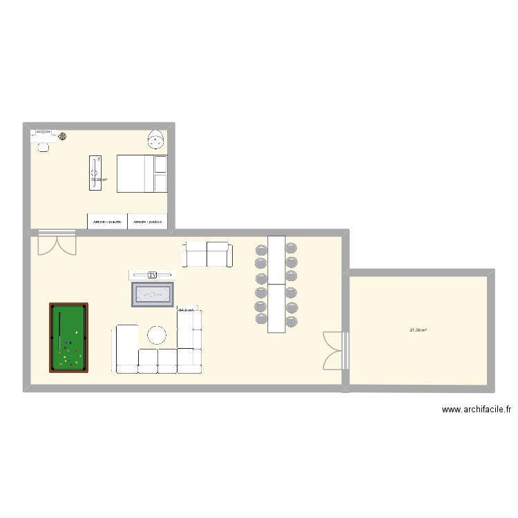 KLELIA. Plan de 3 pièces et 105 m2