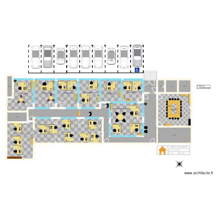 Plan cadre de vie (partie bureaux). Plan de 17 pièces et 359 m2