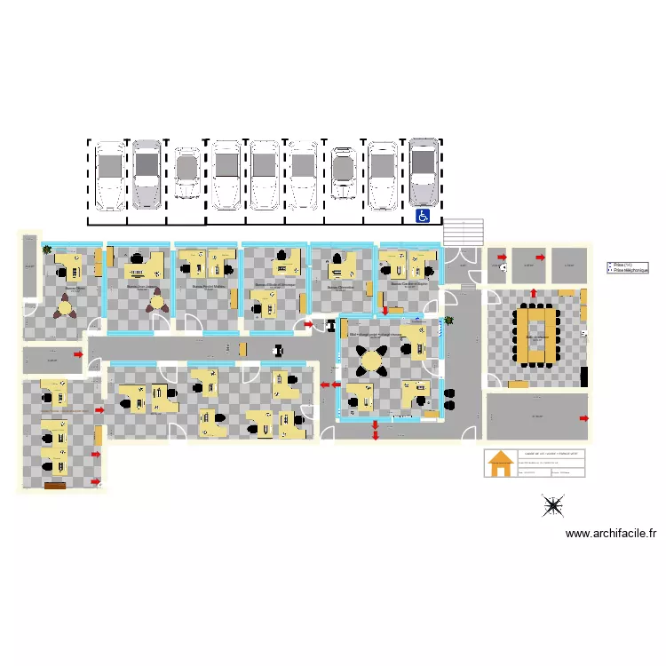 Plan cadre de vie (partie bureaux). Plan de 17  et 359 m²