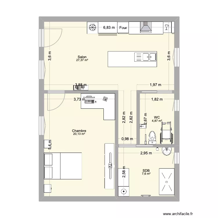 am&eacute;nagement. Plan de 4  et 60 m²
