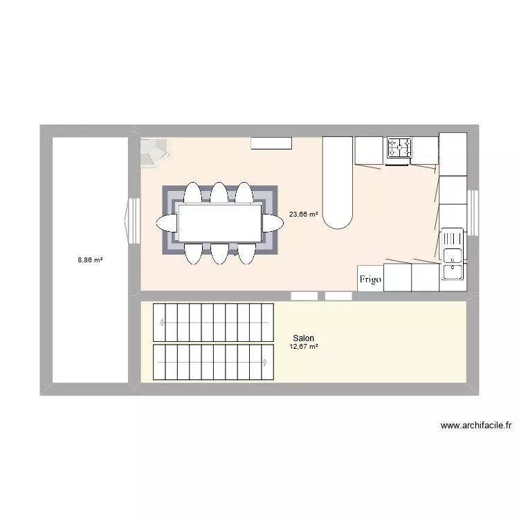 1er etage. Plan de 3  et 45 m²