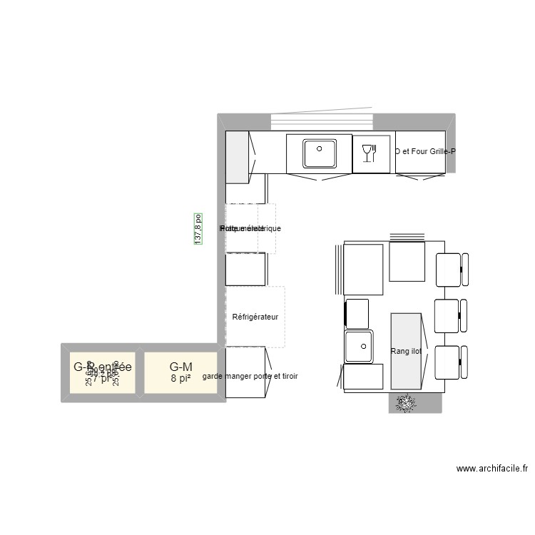 Pascale 2. Plan de 2 pièces et 1 m2