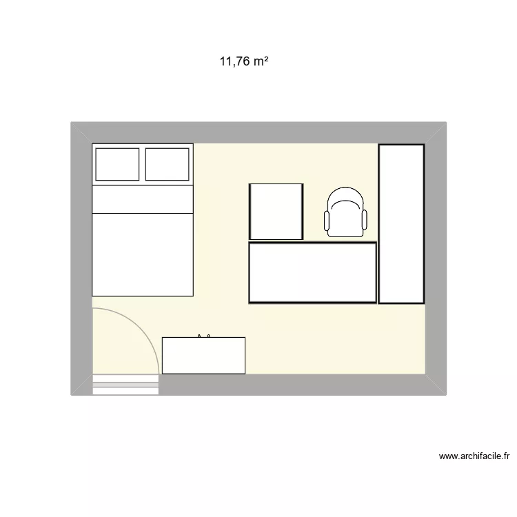 Bureau. Plan de 1  et 12 m²