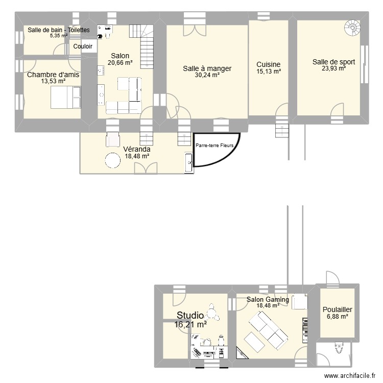 Future maison. Plan de 11 pièces et 170 m2