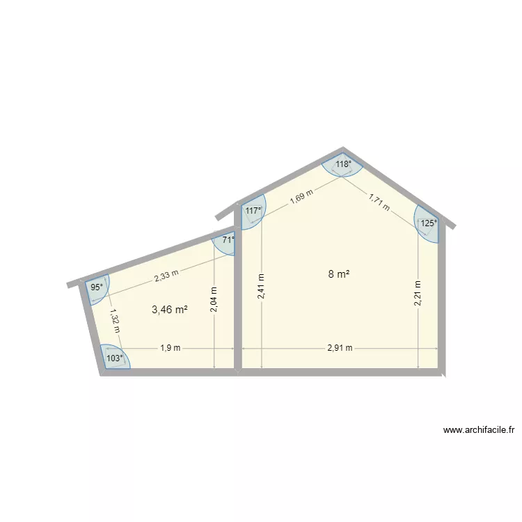 iddir. Plan de 2  et 11 m²